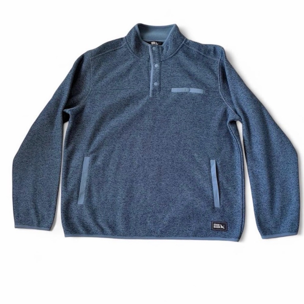 Eddie Bauer Men's Heather Navy Half-Zip Sweater - Picture 4 of 7